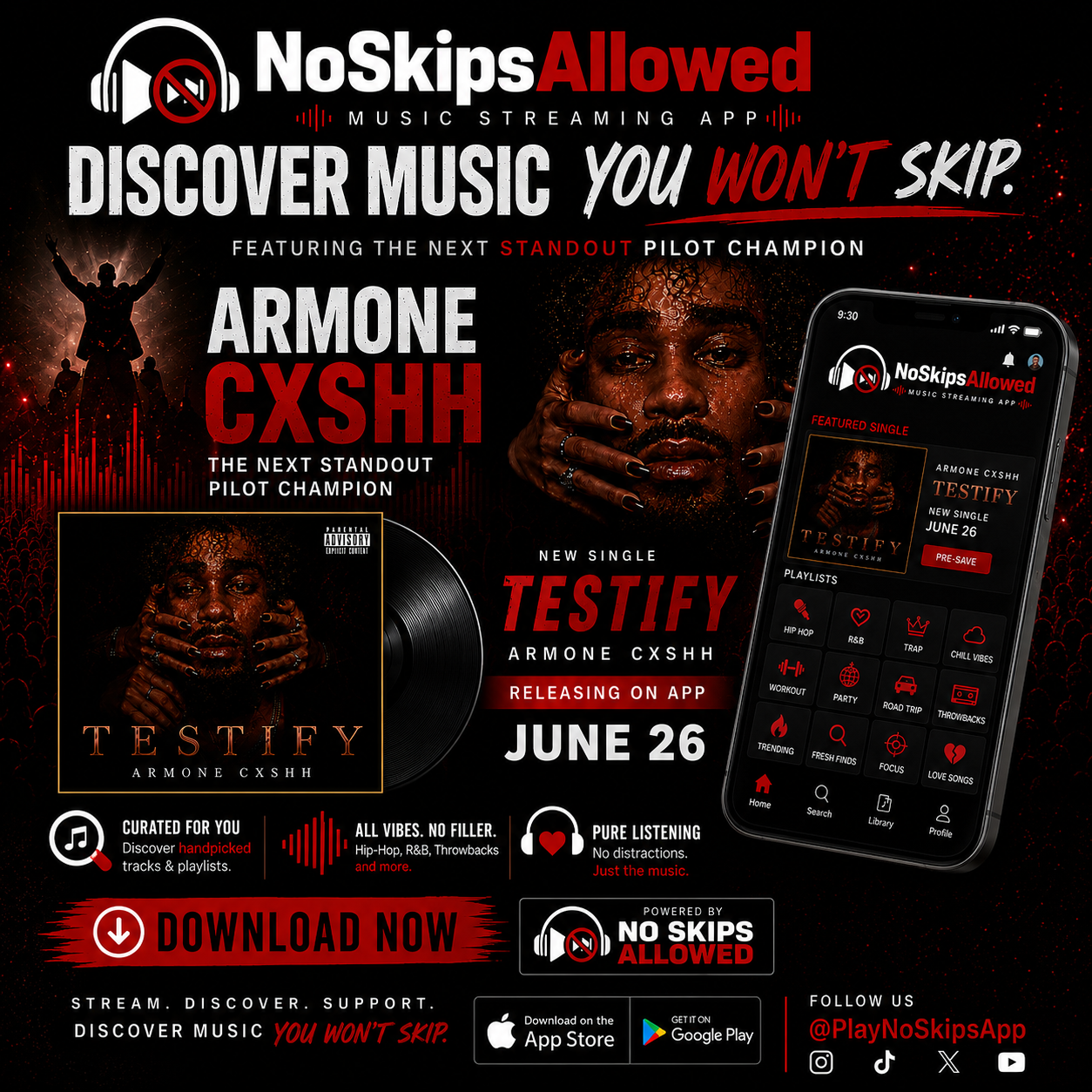 No Skips Allowed promo artwork featuring Armone CXSHH Testify